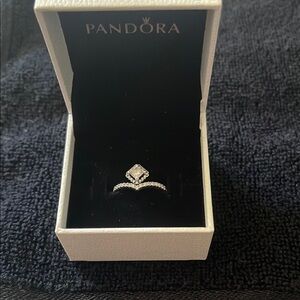 Pandora Silver and White Tiara Ring